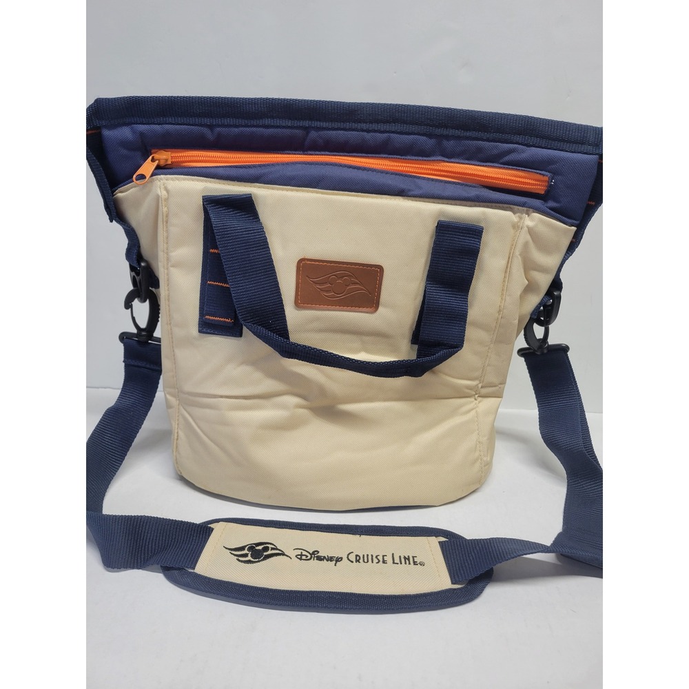 Disney Cruise Line Navy Cream Insulated Soft Cooler‎ Bag Adjustable Strap NWOT